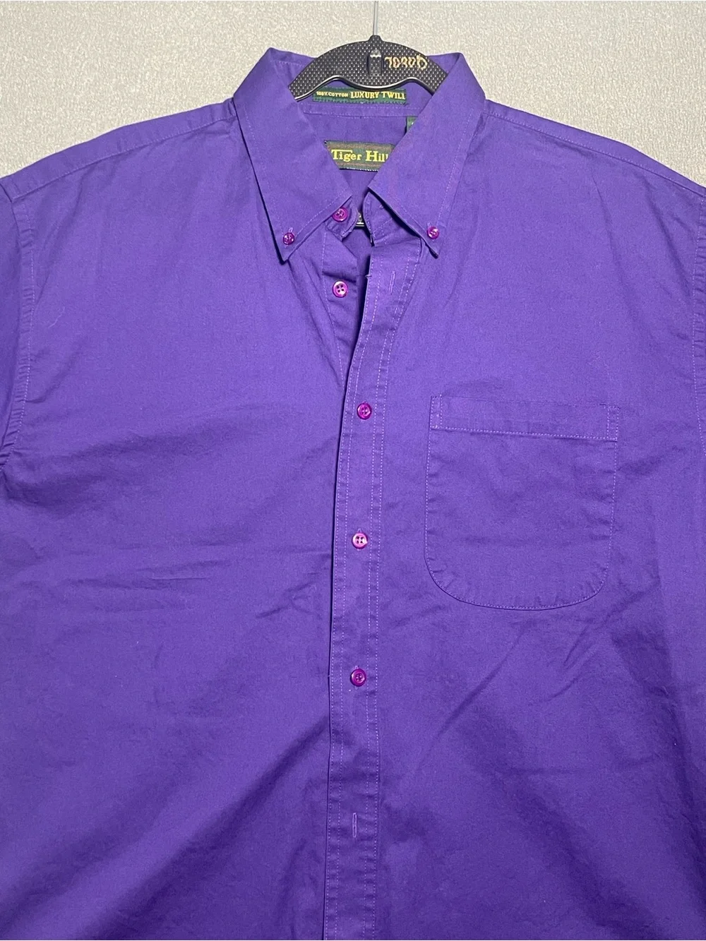 Tiger Hill Purple Button Down Shirt Large Cotton Short Sleeve Classic Fit - Picture 2 of 7